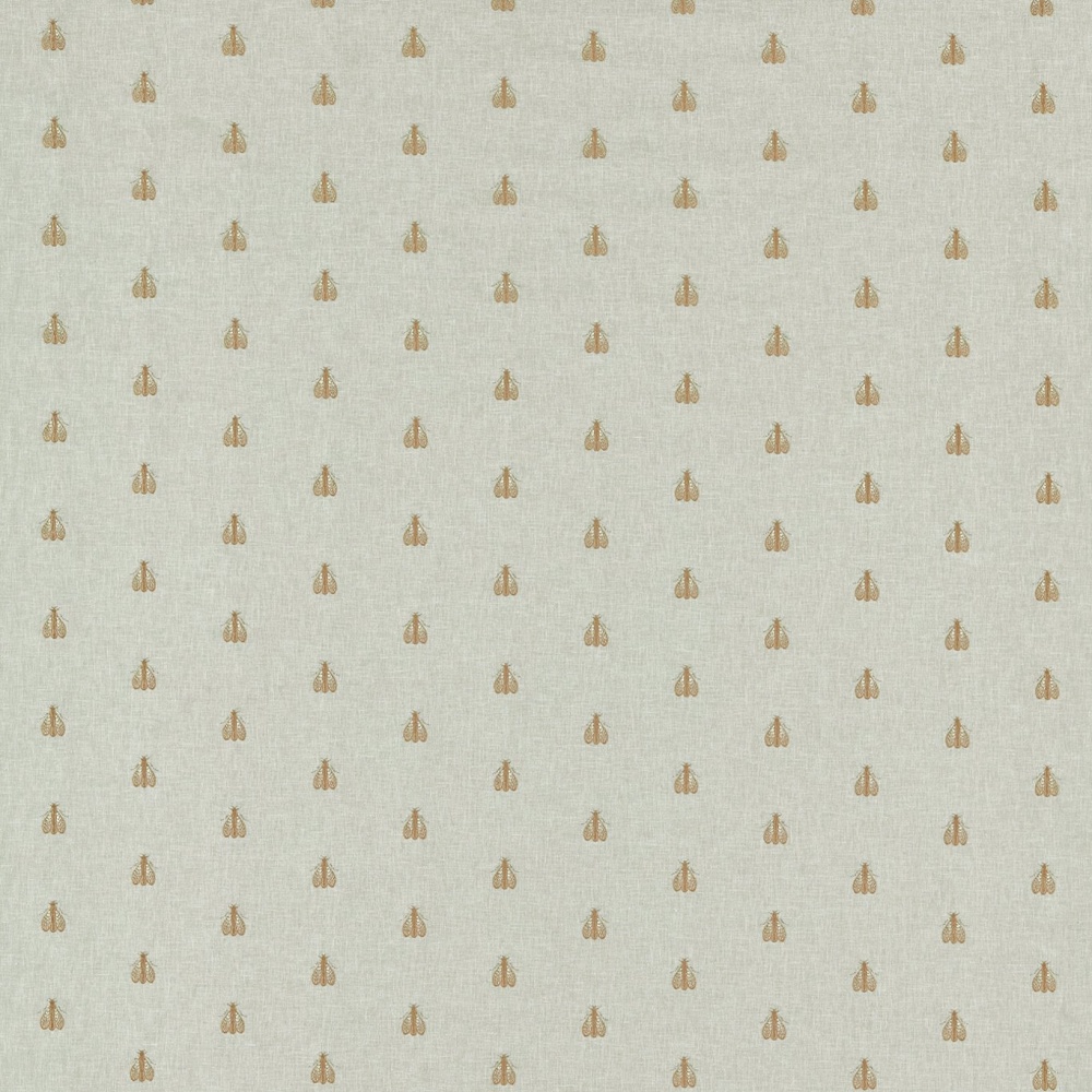 Clarke & Clarke Falena Embroidery Fabric in Linen & Gold